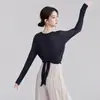 Top de baile para mujer, ropa de práctica de danza moderna, cubrepiernas holgado de manga larga para danza clásica, ropa de entrenamiento corporal de danza china para examen de arte