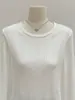 Camiseta Bordada Jacquard Texturizado de Manga Longa 2026, Camada Base de Gola Redonda para Primavera, Top Slim Fit