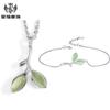 Tiktok mismo estilo coreano Collar pulsera de capullo conjunto de dos piezas serie hoja Mori para joyería de novia