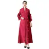 Vestido de Manga Larga con Volantes de Color Sólido Elegante de Talla Grande para Mujer, Moda Primavera 2026, Plisado Miyake, Alta Elasticidad