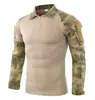 Nova camisa de treino ao ar livre G2 camuflada justa, blusa camuflada de manga longa, traje de camuflagem com gola alta, camiseta militar de treino de secagem rápida com meio zíper
