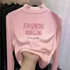 Camiseta Base de Terciopelo Doble Cara para Niñas Otoño e Invierno Nueva Camiseta de Manga Larga Cálida Estilo Bebé de Cuello Alto