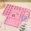 4 piezas - Caja de almacenamiento para exhibición de joyas y bisutería, organización de escritorio, plato de almacenamiento para maquillaje, estante de almacenamiento para pendientes, pulseras, anillos
