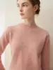 Suéter de tricô com gola alta parcial em cashmere para mulheres, novo estilo outono e inverno, camisa base simples e versátil, pulôver solto na cor camelo