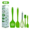 Conjunto de Utensílios de Cozinha para Assar de Silicone com Cinco Peças: Espátula, Raspador, Pincel de Óleo, Batedor de Ovos - Resistente a Altas Temperaturas