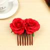 Nuevo Peine para el Cabello de Novia de Boda Accesorios para el Cabello de Flor de Tela Rosa para Damas Europeas y Americanas Flor para el Cabello Peine de Siete Dientes Joyería