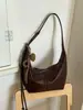 2026 Verão Nova Moda Retrô Grande Capacidade Cor Sólida Textura Popular Casual Bolsa de Ombro Única Bolsa Tote Tote