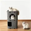 Barril para gatos de fieltro con agujero de árbol de doble capa, cama túnel multifuncional para gatos, una cama para mascotas todo en uno para rascar, jugar y descansar. Dimensiones: 50 cm de largo, 40 cm de ancho, 60 cm de alto.