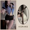 Jinxiao Lencería Sexy Uniforme de Instructora Tentación Juego de Rol Pasión Traje Sin Quitarse Qqny Falda Corta Correas Caladas