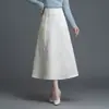 Saia midi elegante em jacquard estilo chinês para mulheres, nova coleção outono 2026, cintura alta, afunilada, corte A
