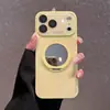 Adequado para Capa de Celular com Suporte Giratório Iphone18Promax, Vidro Tipo Gelo, Capa Protetora Espelho de Maquiagem Apple 17