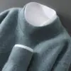 Suéter 100% Lã Pura Outono e Inverno Masculino Gola Alta Meia Tricô Pulôver Suéter Casual de Negócios Caimento Solto Suéter de Caxemira
