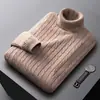 Suéter de Cor Sólida Outono e Inverno AliExpress Estilo Coreano Masculino Gola Alta Tendência Solto Tamanho Grande Casual Tricô Pulôver Suéter