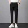 Pantalones ligeros de verano para hombre, pantalones de nueve puntos, pantalones casuales de alta gama, pantalones de vestir rectos de corte slim