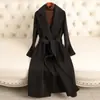 Casaco feminino de cashmere dupla face, nova coleção outono/inverno 2026, com cinto na cintura, elegante e afina a silhueta, estilo de alta qualidade
