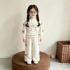 Conjunto de Sudadera con Dibujo de Conejo para Niñas Primavera/Otoño 2026 para Niños Medianos y Grandes Estilo Coreano Elegantes Pantalones de Pierna Ancha Conjunto de Dos Piezas para Niños
