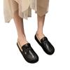 Zapatos Doudou Invierno 2026 Nuevos Zapatos de Mujer Otoño e Invierno Suela Suave Cómodos Planos de Cuero para Mamá Zapatos Cálidos de Algodón