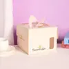 Caixa de Embalagem para Bolo de Aniversário Portátil de 4 polegadas com Janela, Caixa Pequena Doméstica para Bolo e Mousse, Caixa Portátil de Papel para Assar, Caixa para Queijo