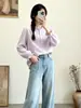Camisa de gasa de doble capa de algodón puro para mujer, de manga larga, estilo artístico vintage, ultrasuave, hipoalergénica, transpirable, top de algodón para bebé