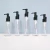 En Stock Botellas de Plástico Redondas de Hombro para Mascotas de 100-500 ml para Aceite Desmaquillante, Botellas Transparentes para Loción, Botellas con Bomba para Esencia