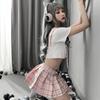 Lencería sexy noche falda escocesa japonesa sexy pura tentación estudiante jk estudiante falda plisada conjunto uniforme