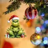 2026 Transfronterizo Nuevo Dibujo Animado Navideño Grinch Colgante Creativo Decoración de Árbol de Navidad Acrílico
