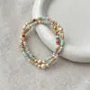 Pulseira Colorida de Pérolas de Água Doce e Pedra Shoushan Natural para Mulheres, Pulseira de Contas Coloridas, Nicho de Luxo Leve, Pulseira de Fecho Magnético de Alta Qualidade