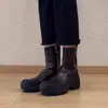 Botas Martin de Suela Gruesa con Cremallera Lateral Otoño/Invierno 2026 para Mujer, Botas Ajustadas Elásticas Negras, Botines Antideslizantes para Motocicleta que Aumentan la Altura para Mujer