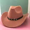 Chapéus de Cowboy Ocidentais com Aba Enrolada, Vendas Populares Transfronteiriças no Outono e Inverno, Chapéus de Feltro de Lã para Homens e Mulheres, Chapéus Jazz Estilosos com Aba Curva