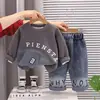 Trajes para Meninos, Novas Roupas Infantis de Primavera e Outono, Moletom Casual Lindo para Bebê, Conjunto de Duas Peças de Manga Longa para Meninos