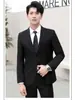 Jaqueta de Terno Business Casual Elegante Masculina Cor Lisa Slim Formal Dois Botões Terno Britânico para Noivo Verão