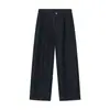 Calça Jeans Masculina nirben Tecido Denim Lyocell Vintage Pregueada Cintura Alta Perna Larga Versátil Reta