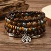 Joyería nueva transfronteriza de cuentas turquesas para mujer, pulsera sencilla de traje multicapa con línea elástica y cuentas de madera al por mayor