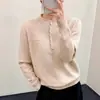 Suéter de punto transfronterizo, cuello semiabierto, semi-alto, de doble uso, diseño de punto para otoño e invierno, top holgado reversible, estilo casual y relajado