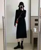 Vestido Tricô Gola Meia-Alta Estilo Relaxado para Mulheres Baixas, Vestido Base Suéter para Outono e Inverno, Combinado com um Vestido Longo para Usar sob um Casaco