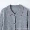 Elegante y estiloso cárdigan de mezcla de lana y cachemira con cuello tipo polo, suéter de cachemira holgado y versátil, camiseta básica de punto para otoño e invierno