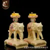 Suporte de Lâmpada de Elefante com Desenhos Pintados e Esculpidos, Suporte para Lâmpada de Manteiga para Oferta a Buda, Ornamento de Decoração para Festivais em Casa, Suporte de Lâmpada de Elefante Auspicioso e de Boa Sorte