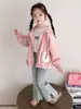 Moda de Primavera para Niña Abrigo Amarillo Lindo Casual de Manga Larga Estilo Occidental Nuevo 2025 Fuente Termal de Internet Otoño