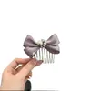 Peine de Pelo de Alta Gama con Perlas y Lazo Morado Dulce para Mujer, Pasador Elegante y Único Estilo Ins para Controlar el Cabello Suelto