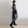 Exportación de comercio exterior transfronterizo de vestido de retazos de cuello redondo holgado talla grande estilo japonés y coreano otoño 2025 para mujer