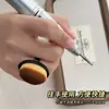 Novo pincel de pré-tratamento para nail art estilo anel, tipo com alça para o dedo, cerdas finas e macias, para remoção de pó das unhas