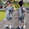 Trajes de Manga Corta para Niños de Primavera y Verano, Ropa de Verano Moderna Fresca y Guapa para Niños, Ropa para Niños, Camisas de Seda Helada, Conjunto de Dos Piezas