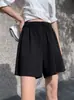 Pantalones Cortos de Pierna Ancha Plisados de Seda de Hielo para Mujer Verano Finos Talla Grande MM Gorditas Moda Sueltos Adelgazantes Cubren la Carne Pantalones de Capa Base de Tres Puntos