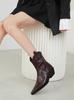 Botines Cortos de Moda Cuadrados a Juego con Faldas Botines Cortos Retro Punta Fina Boca en V Tacón Grueso Plisados Estilo Occidental Ajustados Botas de Cowboy Cortas para Mujer