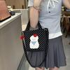 2025 Verano Nuevo Bolso de Lona de Hombro Lindo Bordado de Dibujos Animados Bolso Bandolera Casual Gran Capacidad Bolso Tote con Cordón