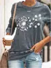 Comercio exterior estación independiente tienda propia shopify Amazon transfronterizo diente de león Fe impresa camiseta de manga larga para mujer