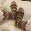 Calcetines gruesos de rayas de color contrastante estilo coreano, calcetines dulces de otoño e invierno cálidos para mujer