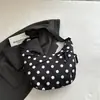Otoño 2026 Nuevo Bolso Croissant Plisado de Lunares para Mujer Gran Capacidad Bolso Cruzado de Hombro Estampado Versátil para Viajar Estudiante