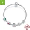 Yin Zi Yun Original Pulseira de Contas de Prata Esterlina S925 Estrela Pegada de Animal Trevo de Quatro Folhas Forma de Coração Contas para DIY