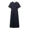 Comercio Exterior Transfronterizo de Amazon Ropa de Mujer Verano 2025 Nuevo Estilo Estilo Simple Holgado Cuello Redondo Manga Corta Mezclilla Vestido Largo